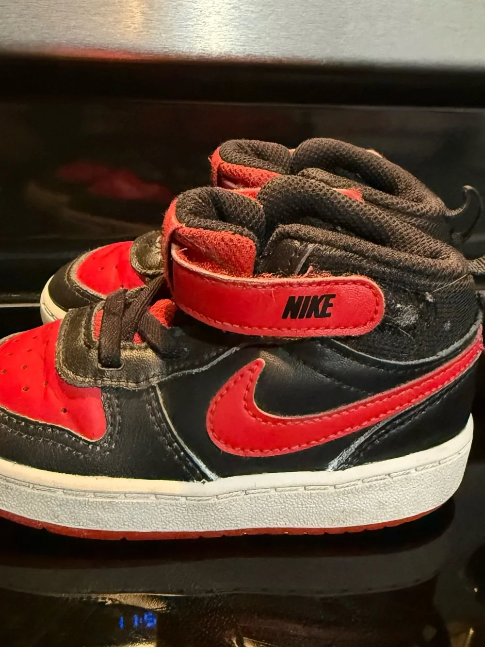 Nike Kids Black and Red High-Top Sneakers